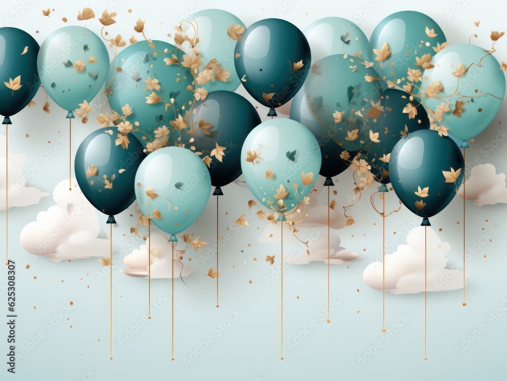 Poster Birthday background with realistic balloons