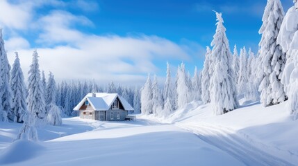 a house in the snow - Powered by Adobe