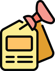 Pin new price icon outline vector. Sale discount. Tag percent color flat