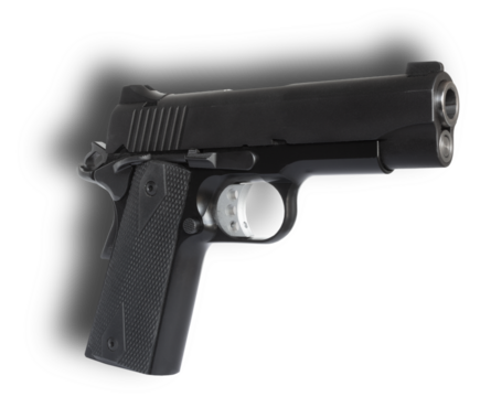Shadow behind a 1911 semi auto handgun