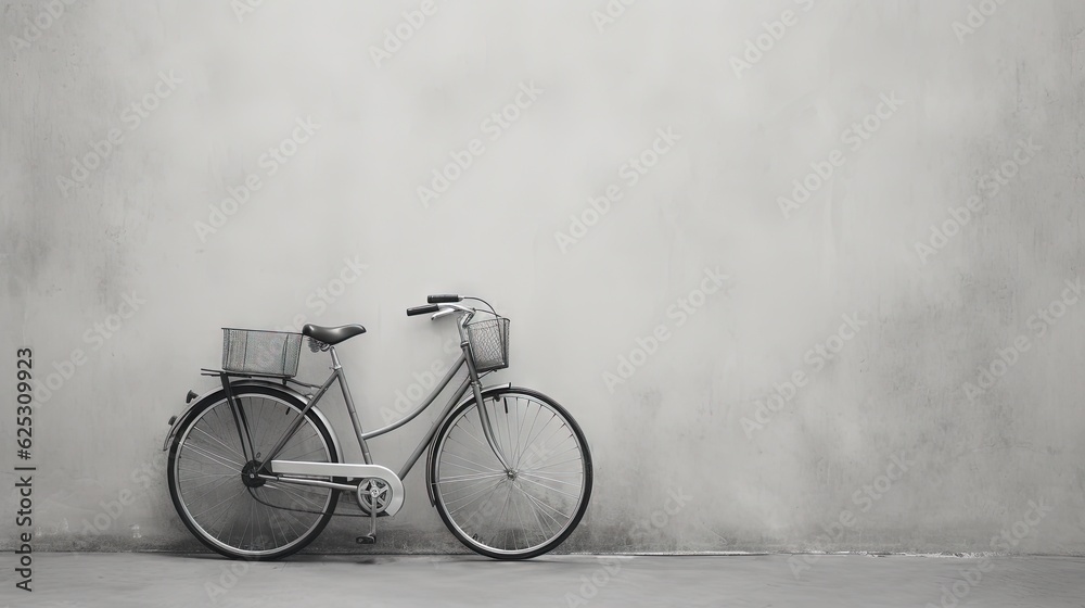 Canvas Prints  a bicycle leaning against a wall with a basket on it.  generative ai