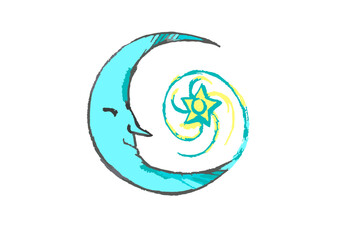 Funny Moon Blue growing With Star 