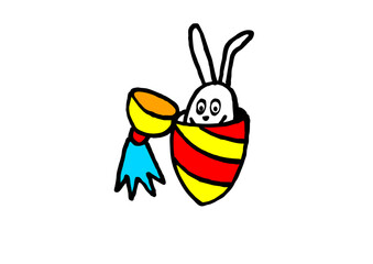 bunny coming out of easter egg