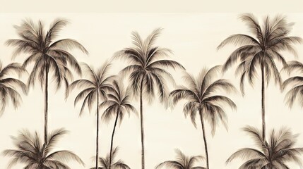 Fototapeta na wymiar a painting of a group of palm trees on a wall. generative ai