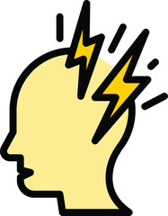 Headache disorder icon outline vector. Brain anxiety. Dizzy head color flat