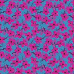 Seamless floral pattern based on traditional folk art ornaments. Colorful flowers on color background. Scandinavian style. Sweden nordic style. Vector illustration. Simple minimalistic pattern