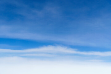 beautiful blue sky with soft clouds for abstract background, aerial view
