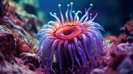 Poster Sea anemone coral reef underwater close up  © Mrt