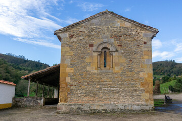 Fototapeta na wymiar Romanesque church of San Andrés de Valdebárcena (12th century). Asturias, Spain.
