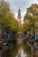 The Zuiderkerktoren in Amsterdam, The Netherlands, on the Groenburgwal