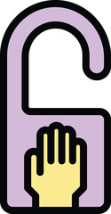 Stop touch icon outline vector. Hand warning. Danger caution color flat