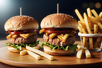 hamburger and fries