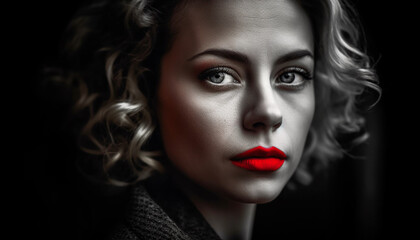 Fototapeta premium Beautiful young woman exudes sensuality in elegant fashion portrait generated by AI