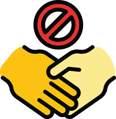 No handshake icon outline vector. Corona prevention. Contact forbidden color flat