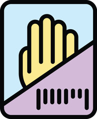 Hand recognition icon outline vector. Biometric scan. Sensor identification color flat