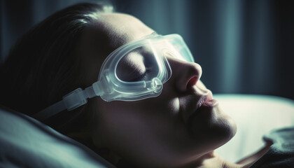 Smiling young woman enjoys underwater adventure with scuba diving equipment generated by AI