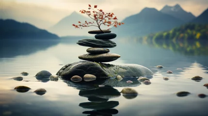 Fotobehang Zen stones balance peace silence concept © darkhairedblond