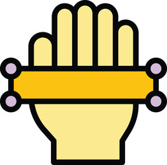 Verification palm scanner icon outline vector. Biometric scan. Hand recognition color flat