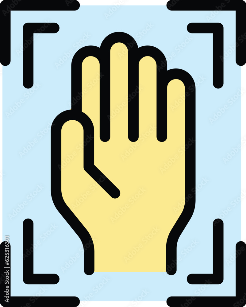 Poster hand data scan icon outline vector. digital reader. system scanner color flat
