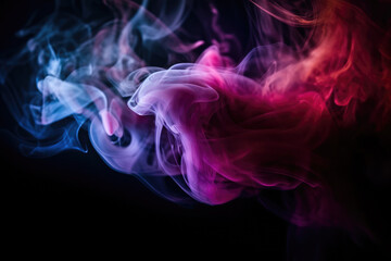 Obraz premium Dramatic smoke and fog in contrasting vivid red, blue, and purple colors. Vivid and intense abstract background or wallpaper. 