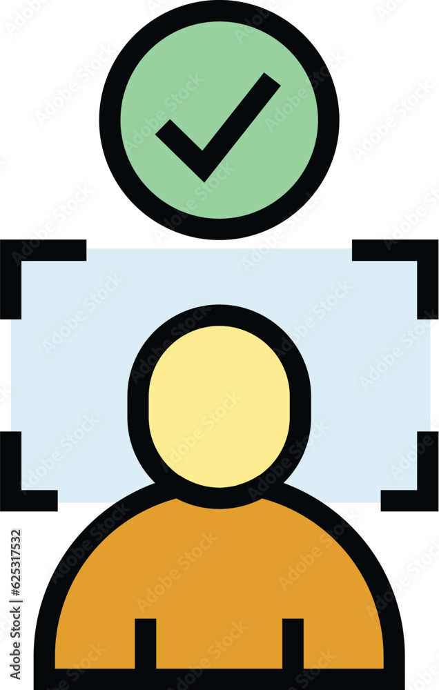 Poster face detection icon outline vector. biometric detect. scan fingerprint color flat