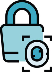Digital lock icon outline vector. Privacy data. Personal identification color flat