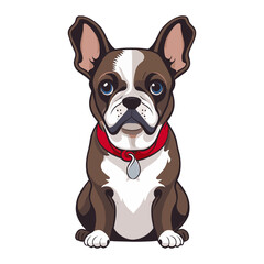 French bulldog isolated on white background. Flat Vector illustration