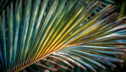 Obraz premium Vibrant palm fronds in a row, decorating tropical paradise generated by AI