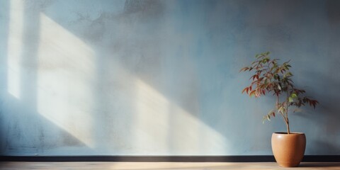 A plant in a vase on a wooden floor. Generative AI.