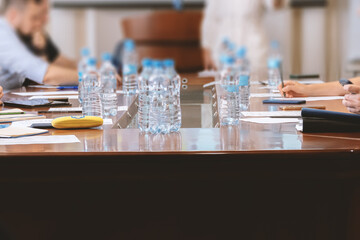 The Ukrainian delegation is sitting at the round table.