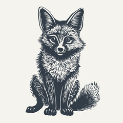 Fototapeta premium Fox standing. Vintage woodcut engraving style vector illustration.