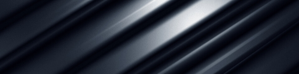 Abstract futuristic dark cold blue metal stripes background, steel iron grainy backdrop, wide web banner