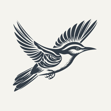 Bird flying. Vintage woodcut engraving style vector illustration.
