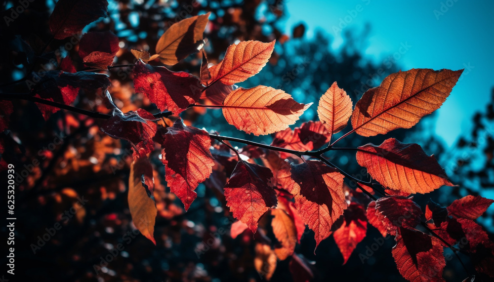 Sticker Vibrant autumn foliage on a maple tree in the forest generated by AI