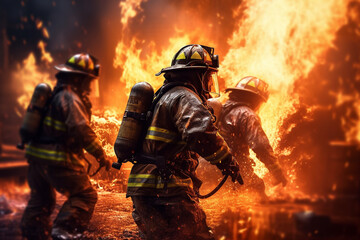 Fototapeta premium Rescuers help people who are in trouble. Lifeguards are brave. Rescue unit, emergency responders. Saving lives and health of people in crisis situations. Crash and emergency work. first aid.