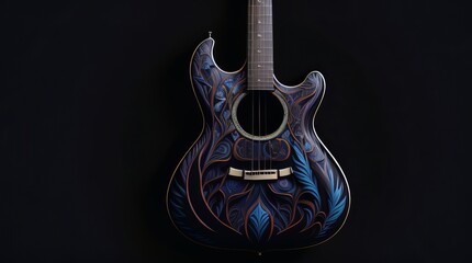 A multicolor guitar in a dark background