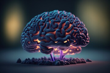 Close up of human brain showing neurons firing and neural extensions, limbic system Mammillary pituitary gland, amygdala thalamus, cingulate gyrus, corpus callosum, hypothalamus. Generative AI. 