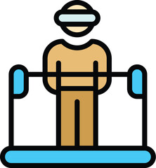 Vr platform tour icon outline vector. Digital reality. 360 game color flat