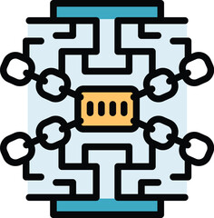 Secured chain icon outline vector. Stop fraud. Secure cyber color flat