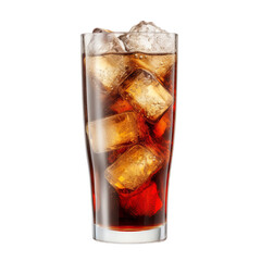 A refreshing glass of cola on ice