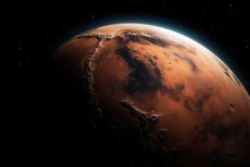View from space of the planet Mars.