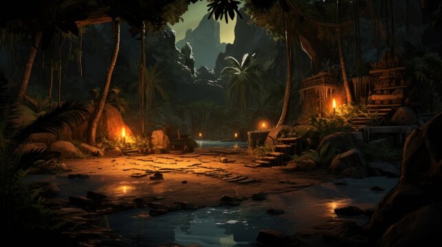 A climatic place with survival theme game art