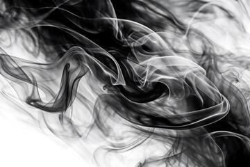 Abstract black and white smoke blot. Wave horizontal contrast copy space background.