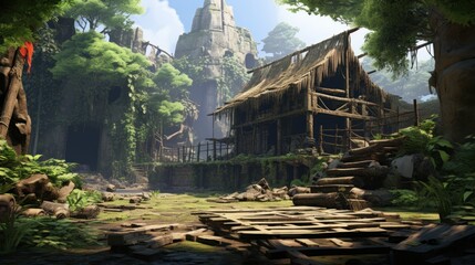 A climatic place with survival theme game art