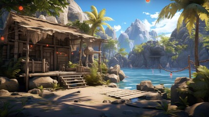 A climatic place with survival theme game art