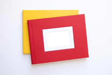 Photo albums with leather hardcover and frame for design and personalization