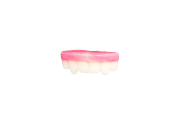 Chewy jelly teeth.
Teeth Shaped Jelly on a white background. 
Marmalade in form of teeth.