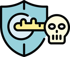 Cyber key icon outline vector. Secure money. System fraud color flat
