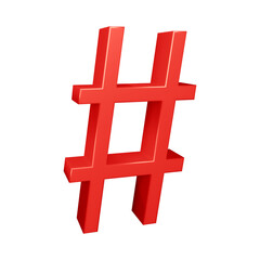 3D red hashtag symbol or icon design