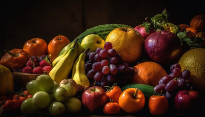 Naklejka na ściany i meble Abundance of Fresh, Organic Fruit in Multi Colored Still Life Collection generated by AI